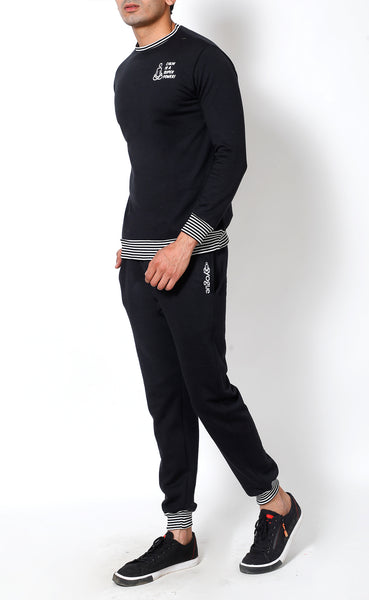 Black Stripes - Crew-Neck Tracksuit