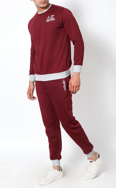 Maroon & Grey - Crew-Neck Tracksuit