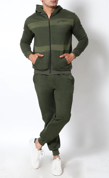 Olive Stripes Thermal Tracksuit