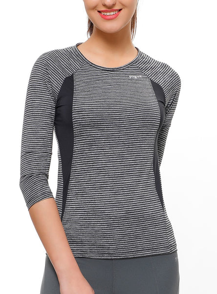 Black Stripes Quarter Sleeves Top