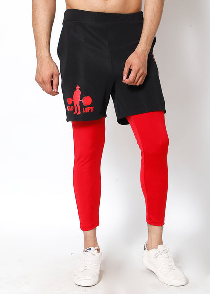 Black Crimson Deadlift 2-in-1 (Shorts+Tights)