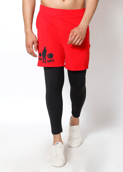 Red Black Deadlift 2-in-1 (Shorts+Tights)