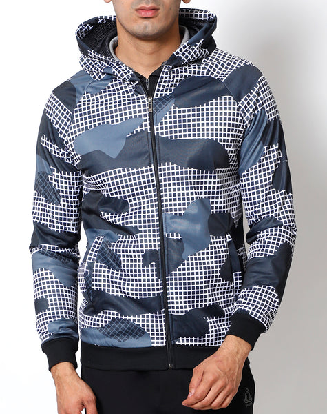 Square Grid Hooded Jacket