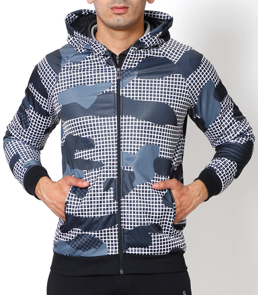 Square Grid Hooded Jacket