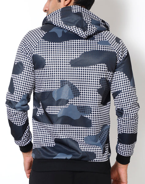 Square Grid Hooded Jacket