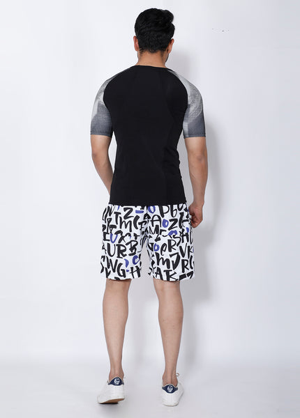 Black & Blue Letters Boardshorts