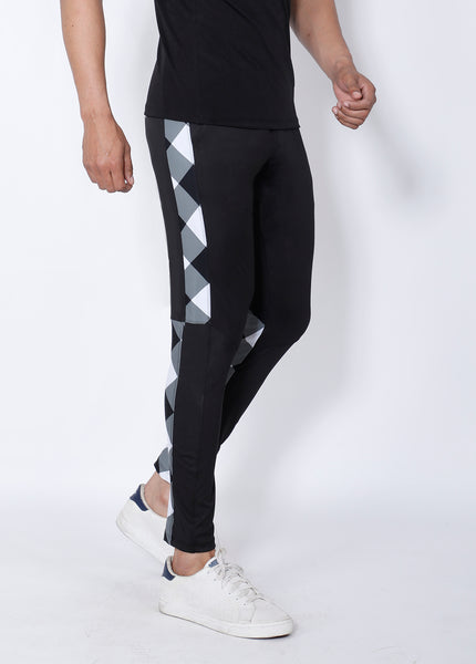 Black & White Diagonal Slim-Fit Trackpants