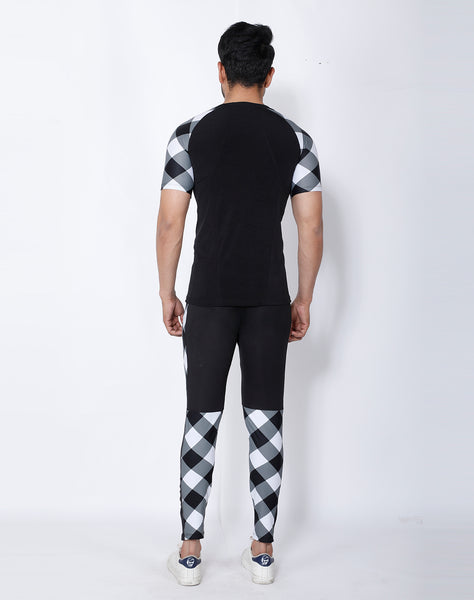 Black & White Diagonal Slim-Fit Trackpants