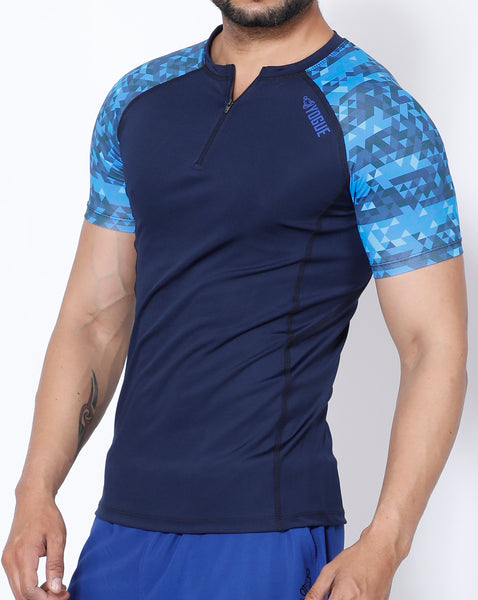 Navy Triangles Compression T-Shirt