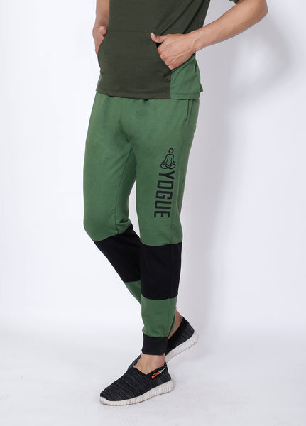 Green Black Colorblock Terry Joggers