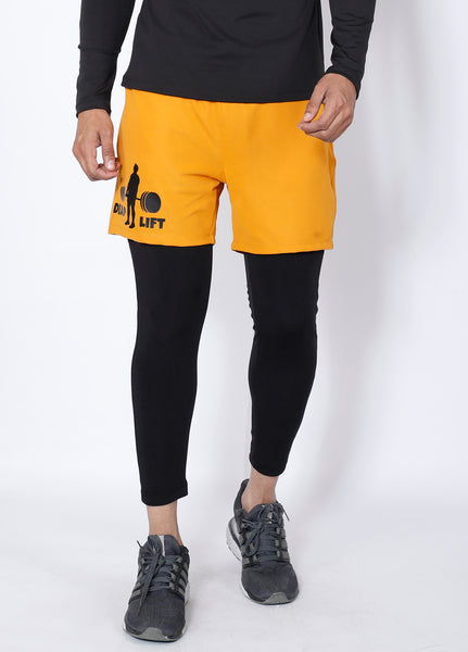 Black & Yellow Deadlift 2-in-1 (Shorts+Tights)