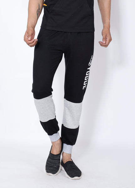 Grey Black Colorblock Terry Joggers