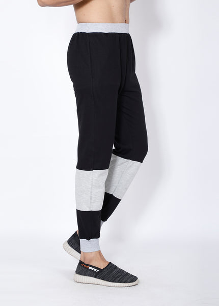 Grey Black Colorblock Terry Joggers