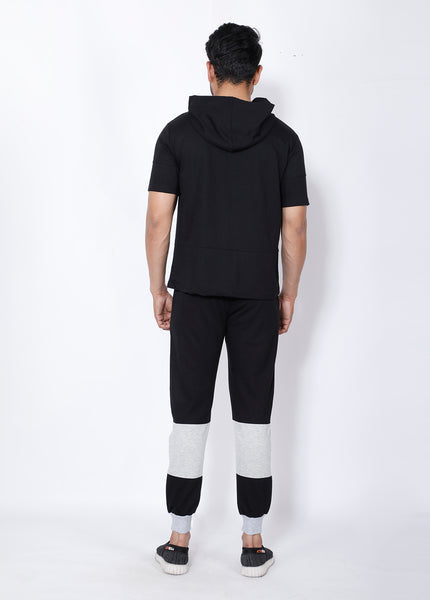 Grey Black Colorblock Terry Joggers