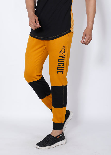 Yellow Black Colorblock Terry Joggers