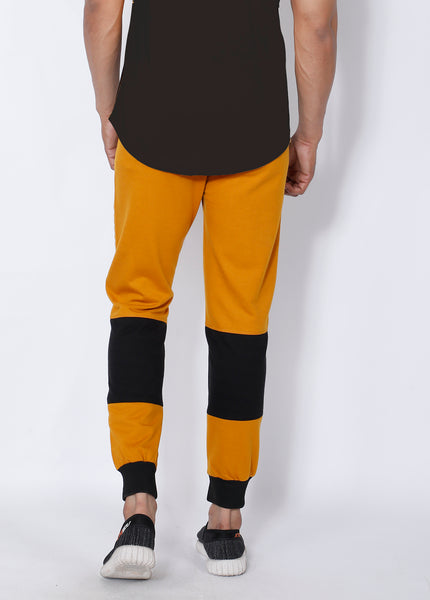 Yellow Black Colorblock Terry Joggers