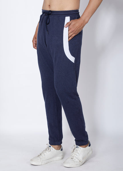 Navy Texture Cotton Joggers