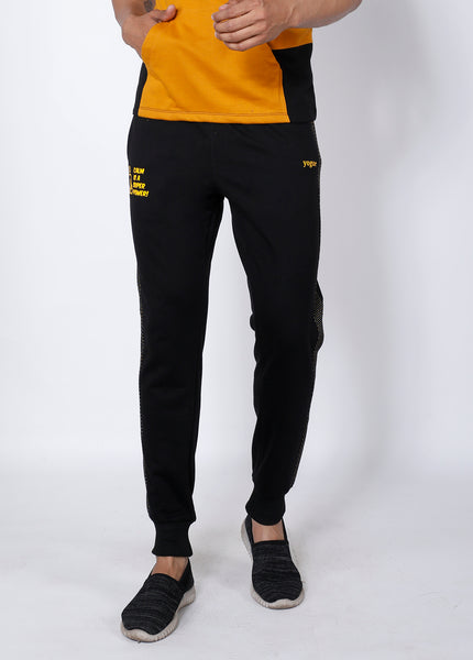 Black Yellow Microdots Terry Joggers