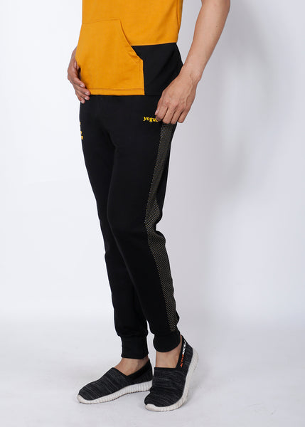 Black Yellow Microdots Terry Joggers