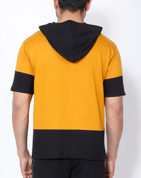 Mustard Black Hooded T-Shirt