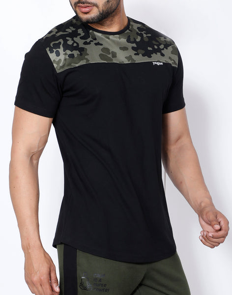 Black Army Curved-Hem T-Shirt