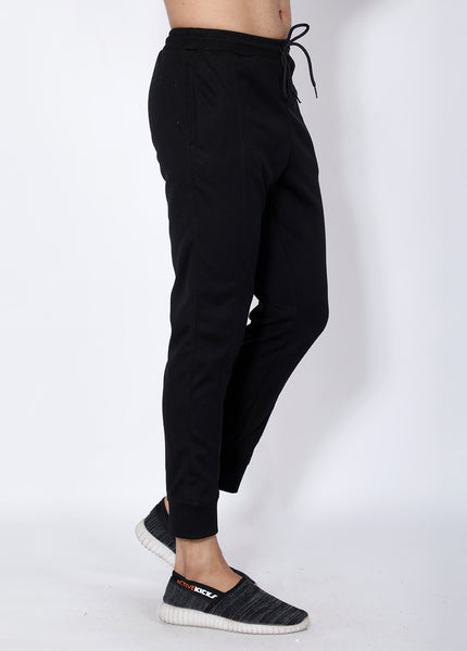 Solid Black Slim Fit Trackpants