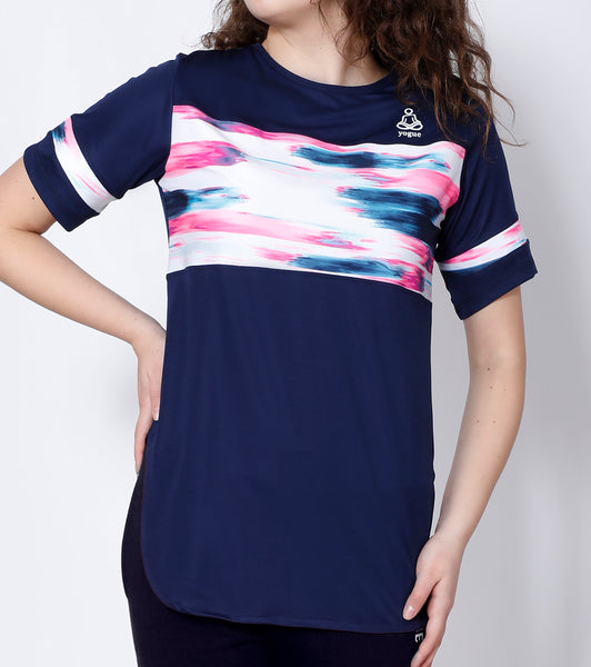 Navy Colorbrush Long T-Shirt