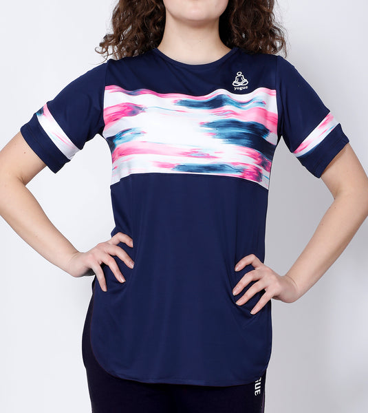 Navy Colorbrush Long T-Shirt