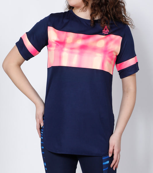 Navy Orange & Pink Long T-Shirt