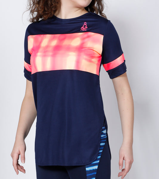 Navy Orange & Pink Long T-Shirt