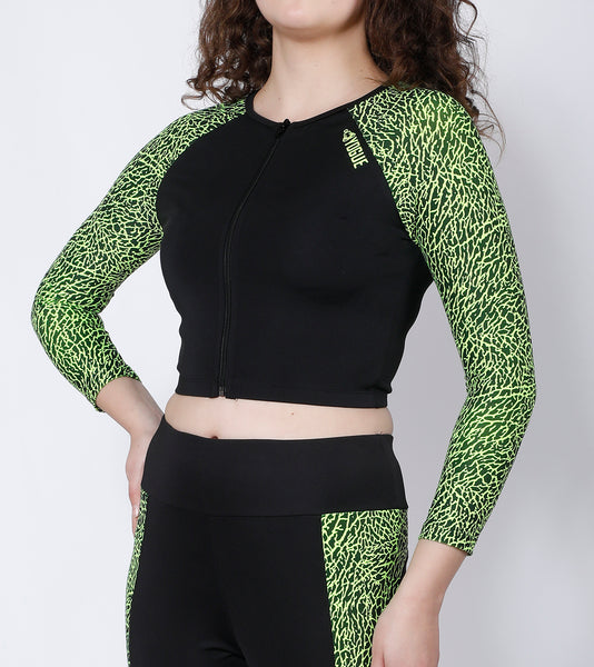 Neon Black Crop Zipper