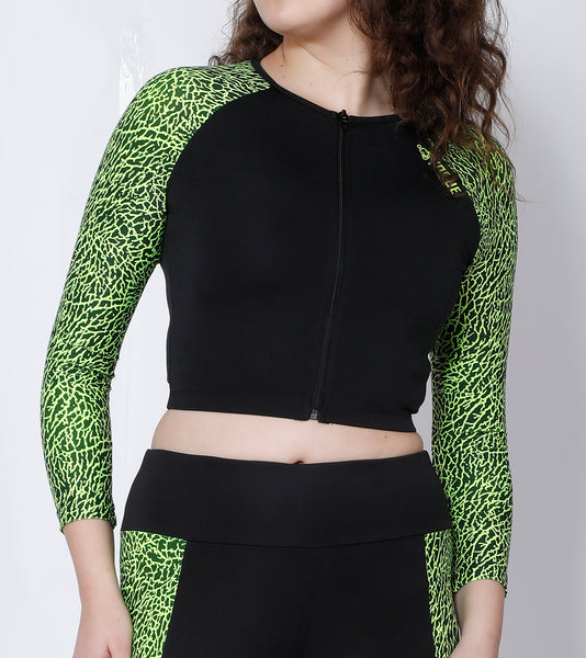 Neon Black Crop Zipper