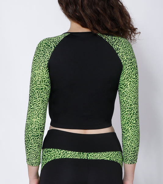 Neon Black Crop Zipper