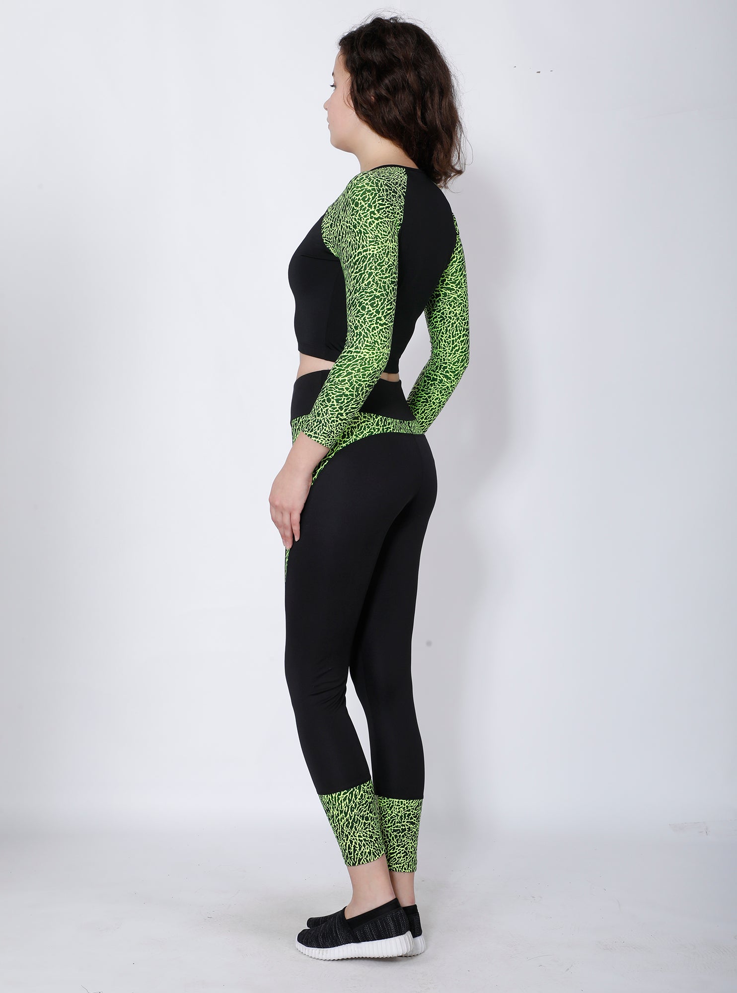 Shop The Look - Crop Zipper + Leggings - Black Neon - Yogue Activewear