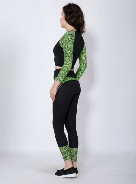 Shop The Look - Crop Zipper + Leggings - Black Neon