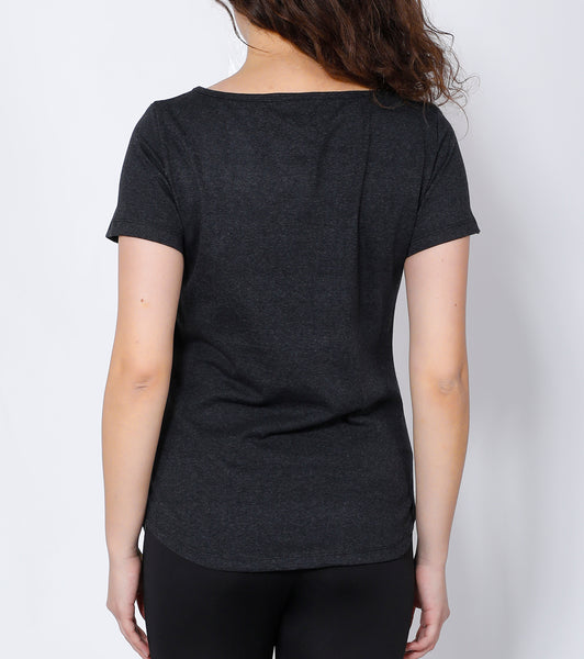 Anthracite Curved-Hem Cotton T-Shirt