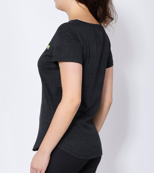 Anthracite Curved-Hem Cotton T-Shirt