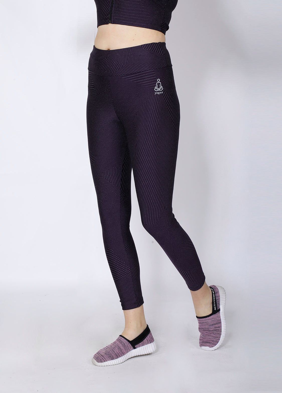 Shop The Look - Crop Zipper + Leggings - Purple Silver - Yogue Activewear