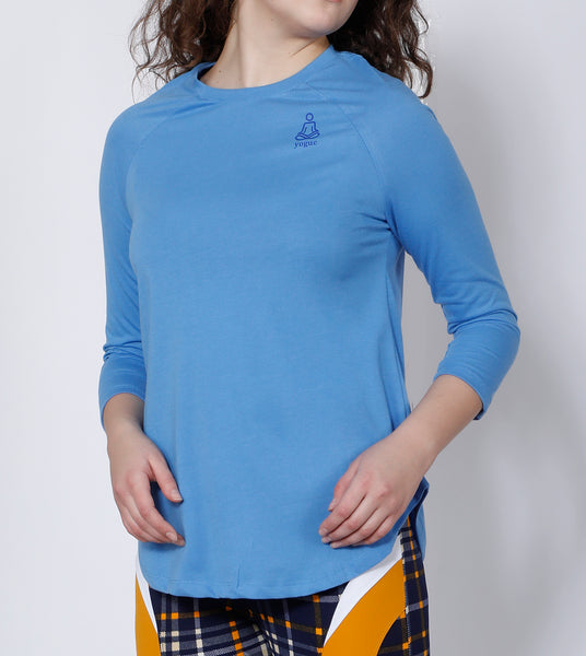 Sky Blue Flared-Fit Cotton T-Shirt