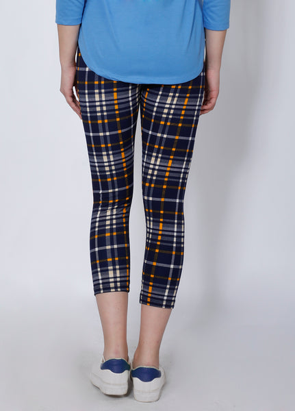 Navy Yellow Checked 7/8th tights