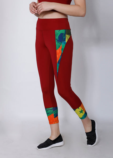 Shop The Look - Crop Zipper + Leggings - Red Abstract
