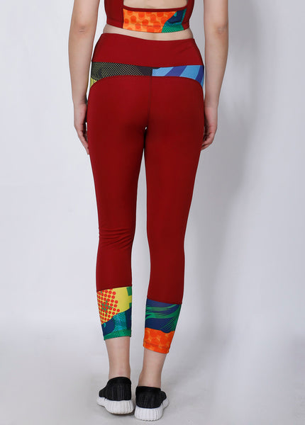 Shop The Look - Crop Zipper + Leggings - Red Abstract