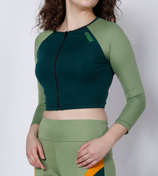 Shop The Look - Crop Zipper + Leggings - Pista Green