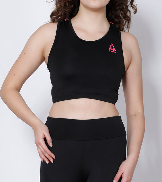 Shop The Look - Compression Top + Leggings - Black Pink Mesh