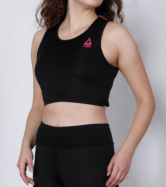 Shop The Look - Compression Top + Leggings - Black Pink Mesh