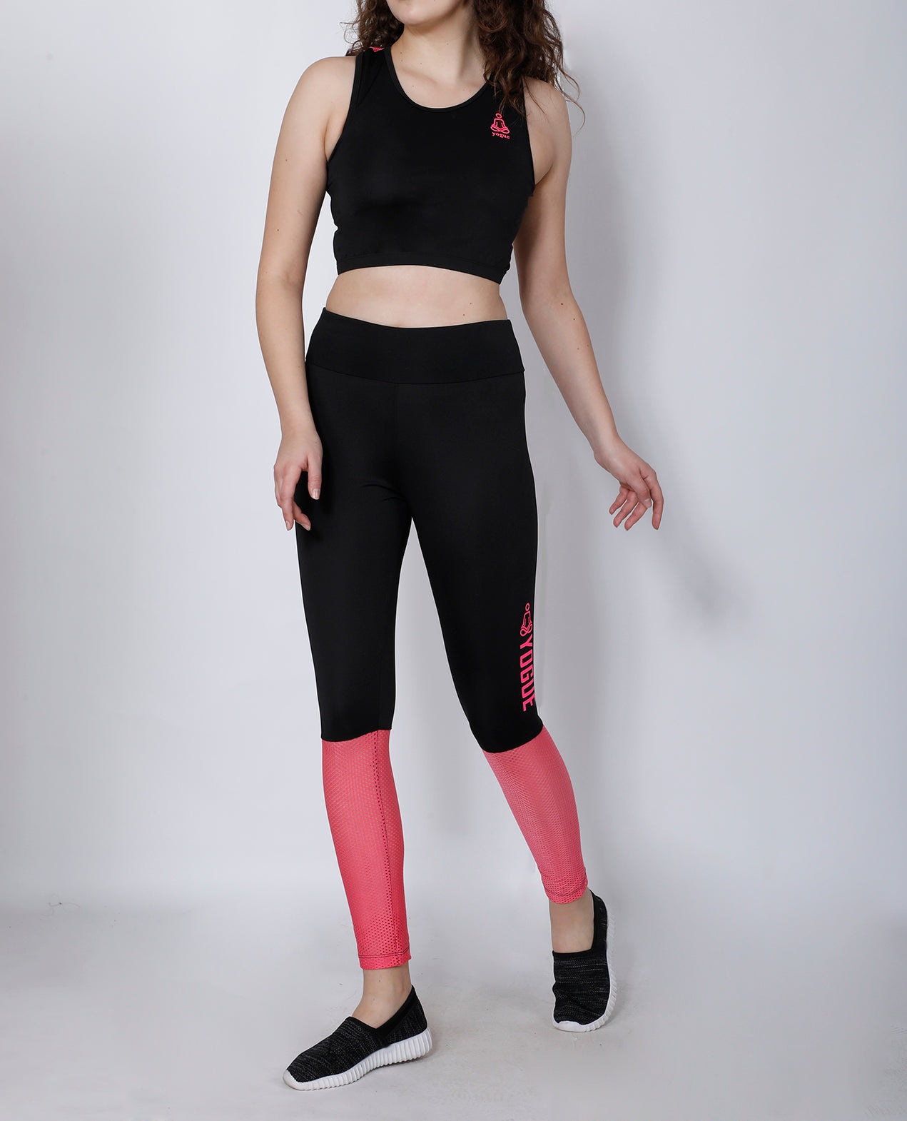 Shop The Look Compression Top Leggings Black Pink Mesh, 48% OFF