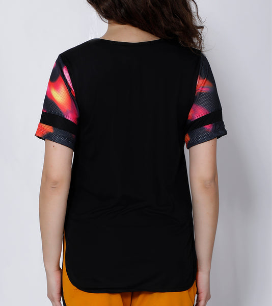 Black Fire-mesh Long T-Shirt