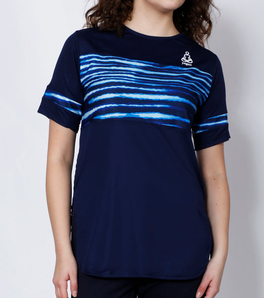 Navy Seawaves Long T-Shirt