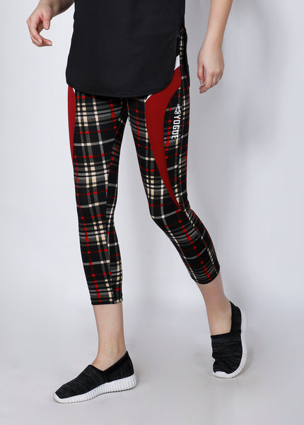 Black Red Checked 7/8th tights