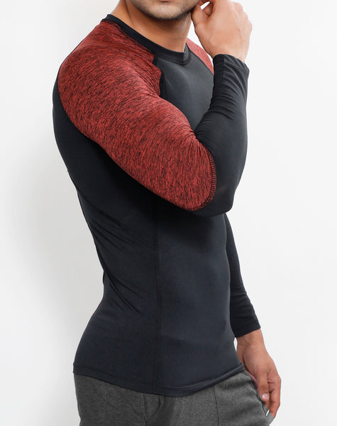 Charcoal Red Texture Full Sleeve Compression